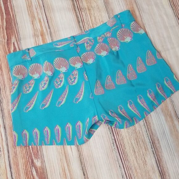 amanda Uprichard Brooklyn aqua shell print Shorts sz medium - Picture 11 of 14